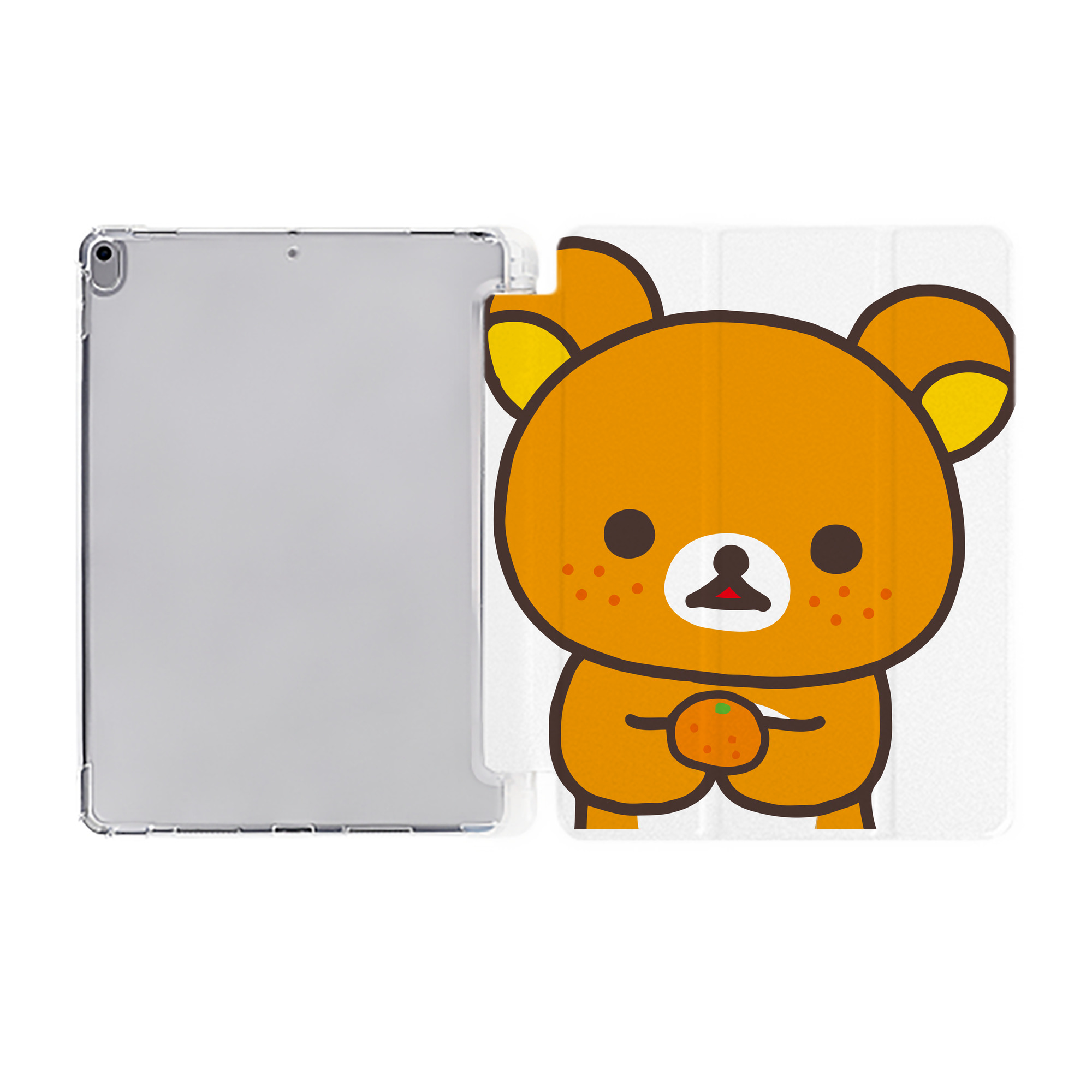 （画像用） リラックマ リラックマ キイロイトリ Rilakkuma Korilakkuma Kiiroitori IPad ケース ペン収納付き 三つ折りスタンド PUレザー×シリコン 対応機種9.5/10.5/10.9インチ